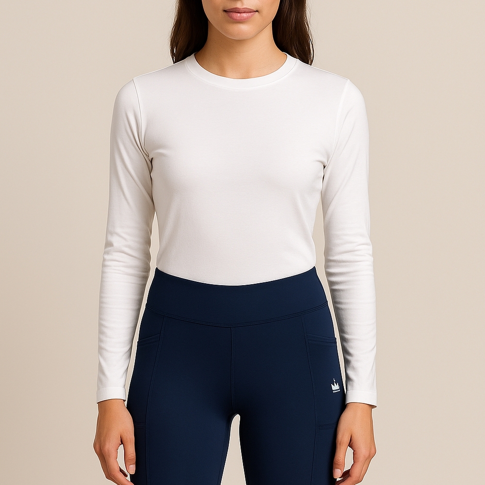 Crown Equestrian Riding Tights Breeches Navy Blue Polka Dot Grip, Size Small - Picture 7 of 12